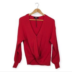 NWT Hudson Red Race Car Knotted Sweater Size XS